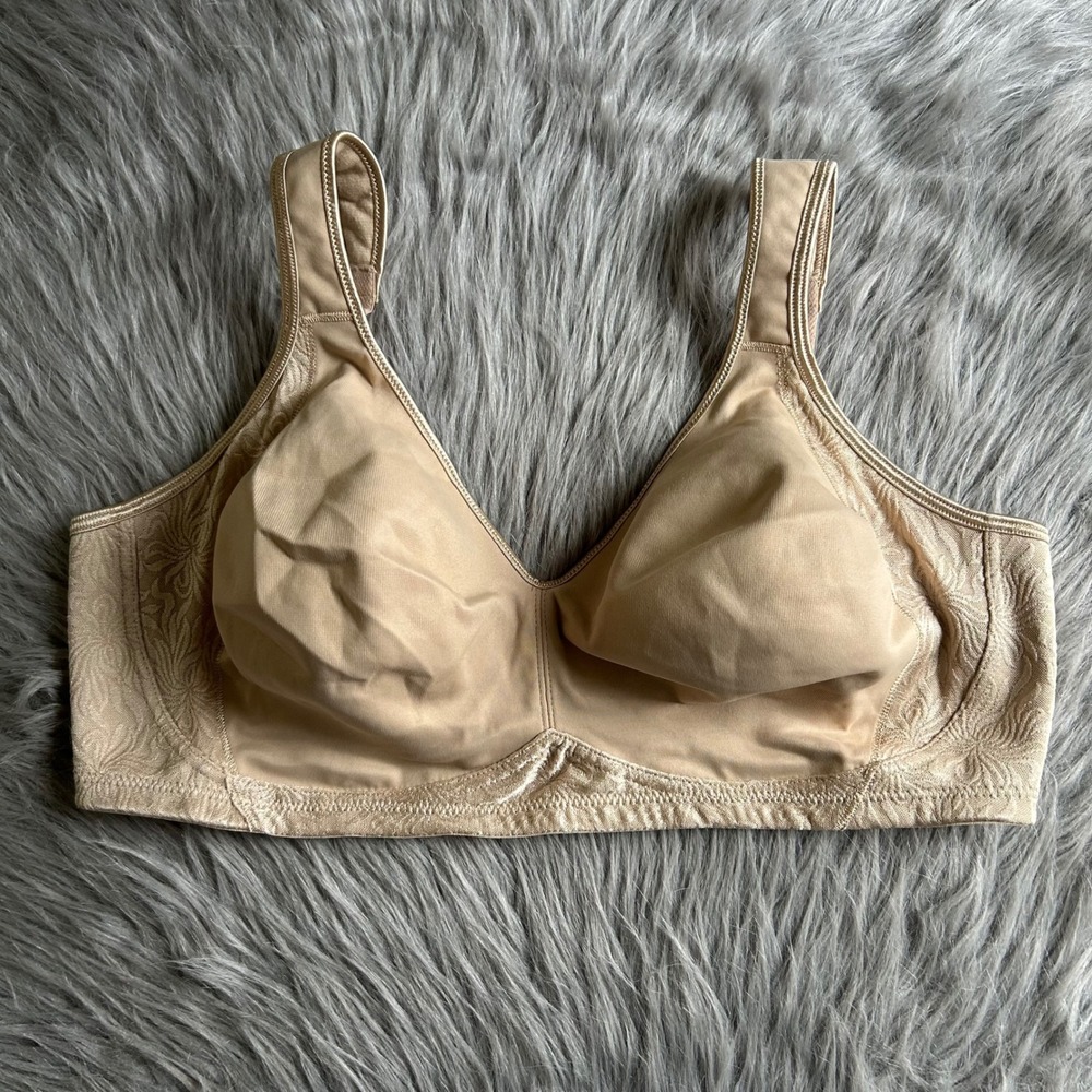 Playtex Wireless Unlined Bra Womens Size 42D Tan Wirefree Unpadded Back Closure‎